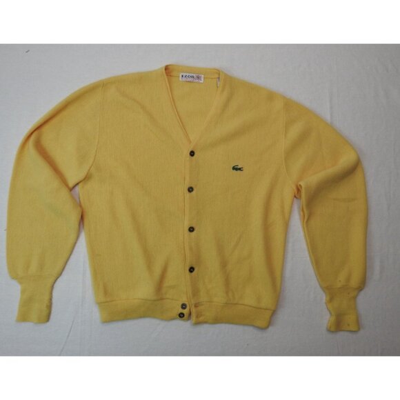 Vintage IZOD of London Cardigan Sweater Men's L Yellow Lacoste